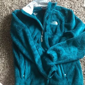 Teal North Face fuzzy Jacket